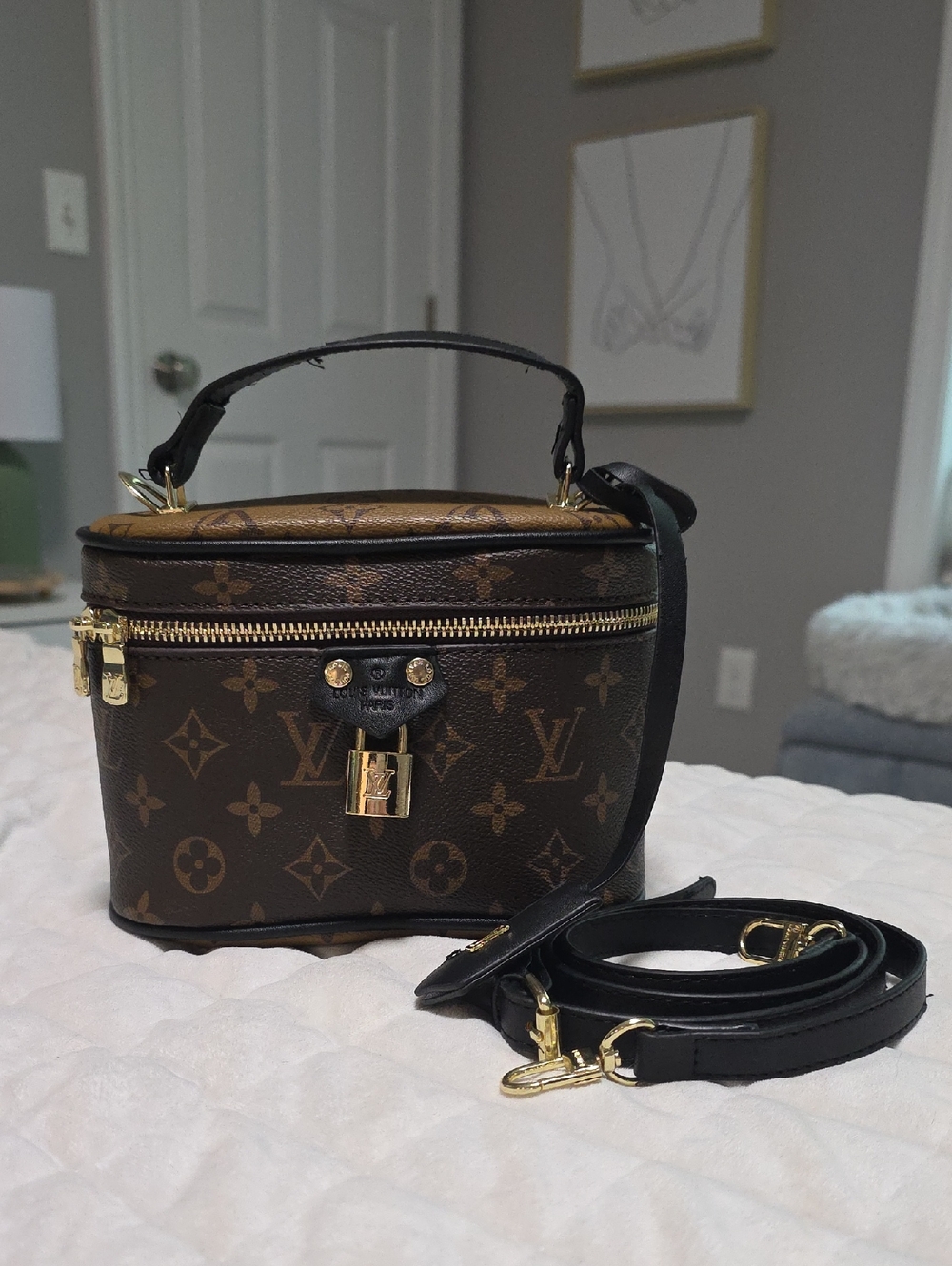 Monogram Mini Vanity Bag in Brown and Black